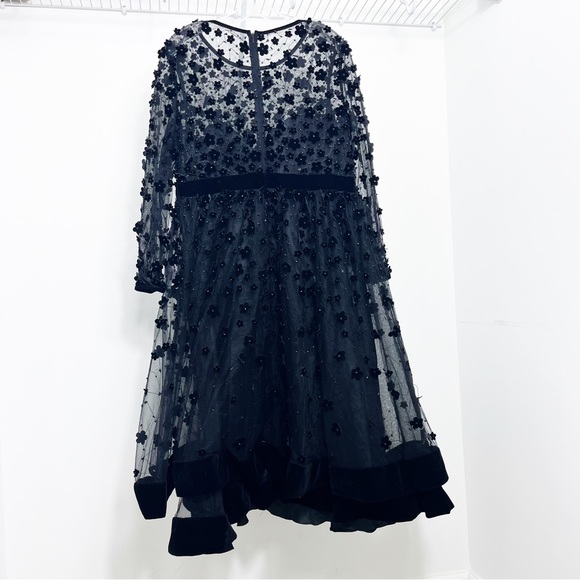 Mac Duggal Floral Embossed Illusion Neck Tea Length Dress 67007 - Picture 11 of 12